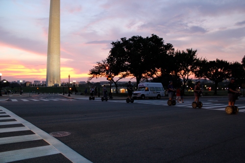 Tourists on Segways, Washington Monument
