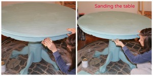 sanding painted table 